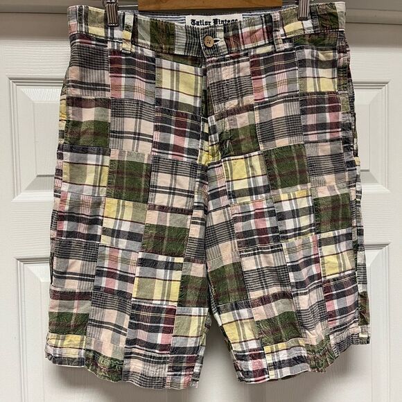 Tailor Vintage Retro Finish Plaid Madras Bermuda Shorts sz 34 EUC